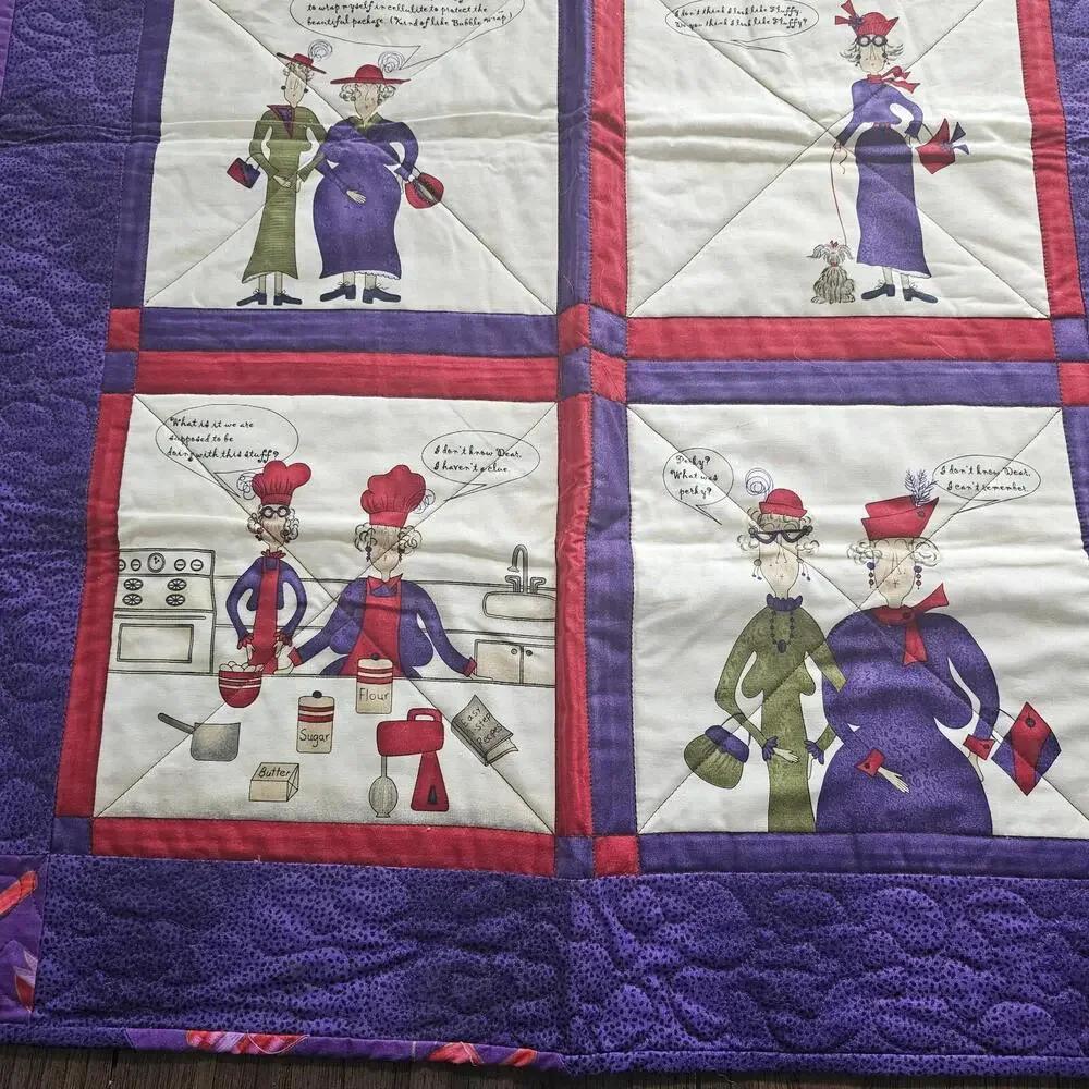 Red Hat Ladies Sofa Small Handmade Quilt